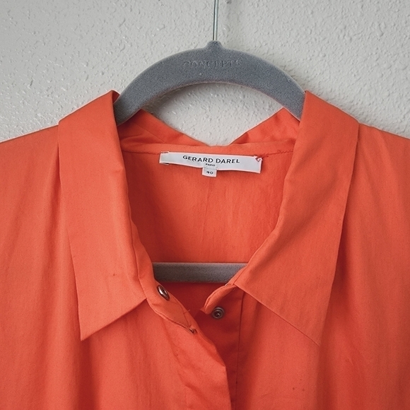 Gerard Darel Orange Button Front Belted Midi Fit & Flare Casual Business Dress 8 - Picture 7 of 10